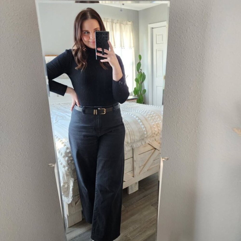 High-Rise Sailor wide Leg Ankle Jeans